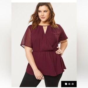 Lane Bryant Clip Dot Keyhole Blouse